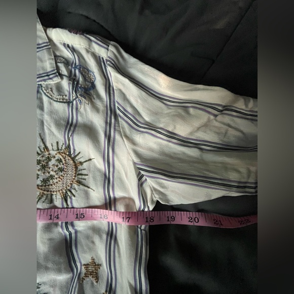 Johnny Was ARIANA BUTTON BACK striped silk shirt with zodiac embroidery size sm - Picture 16 of 16